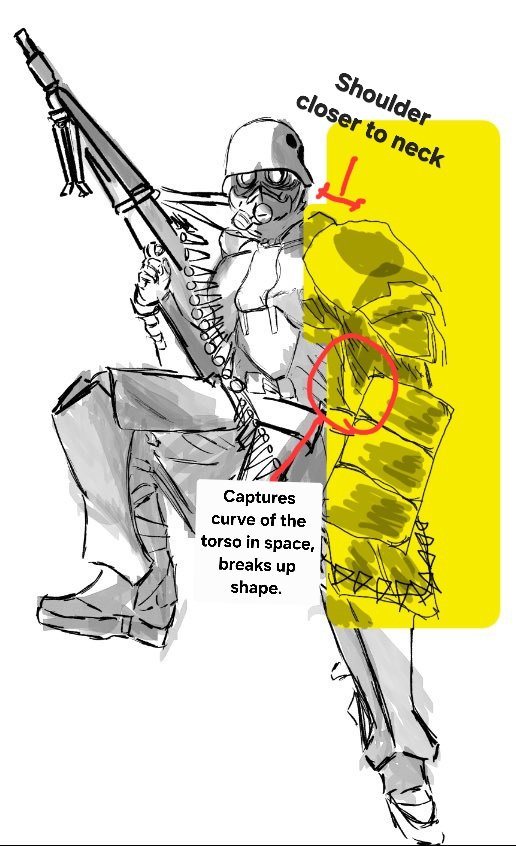 art_ender's tweet photo. @Amanseeks I'm not the greatest at anatomy but my first instinct is that the torso feels too wide and the one shoulder is too far from the neck. It's kinda hard to explain but I did a quick draw-over on my phone to try and capture what I'm getting at. Good work overall, though. https://t.co/bvOpdhP41u