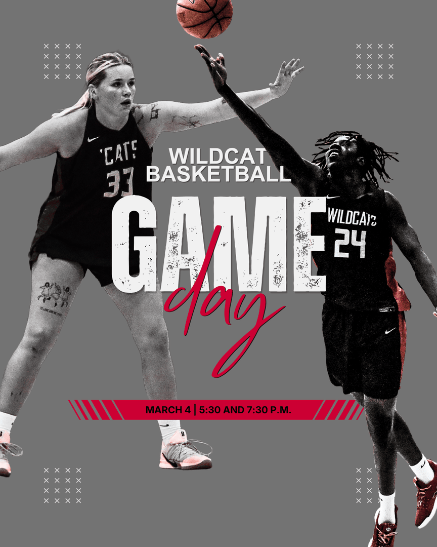 ndscswildcats's tweet photo. Playoff basketball in the BAC tonight! 🏀 

Women tip off vs Lake Region at 5:30 p.m., followed by the men vs Miles City Community College at 7:30 p.m. 

Students, come early and get free Pizza Ranch pizza from 5:15 until gone while you cheer on the Wildcats.

Pack the stands, wear your Wildcat gear, and bring the noise for both games. 🎉 

BE HERE. CHEER LOUD. GO CATS!