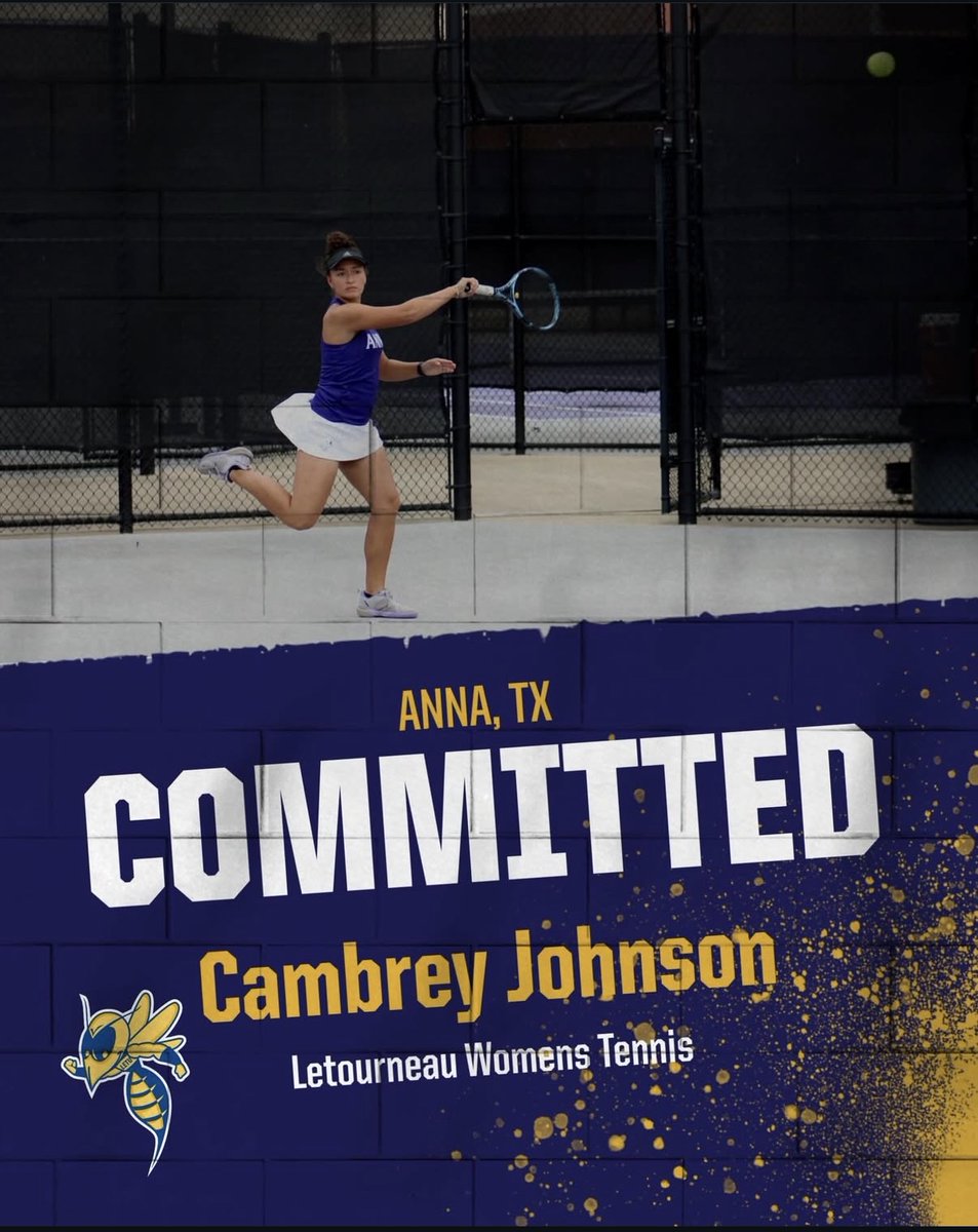 AnnaHSTennis's tweet photo. Very proud to announce our very own Senior Captain, Cambrey Johnson, has decided to commit to LeTourneau University to continue her playing career at the next level!!!

Signing will be held next Thursday, 3/12 @ 4 PM in our indoor football facility https://t.co/pfphiJMHVZ