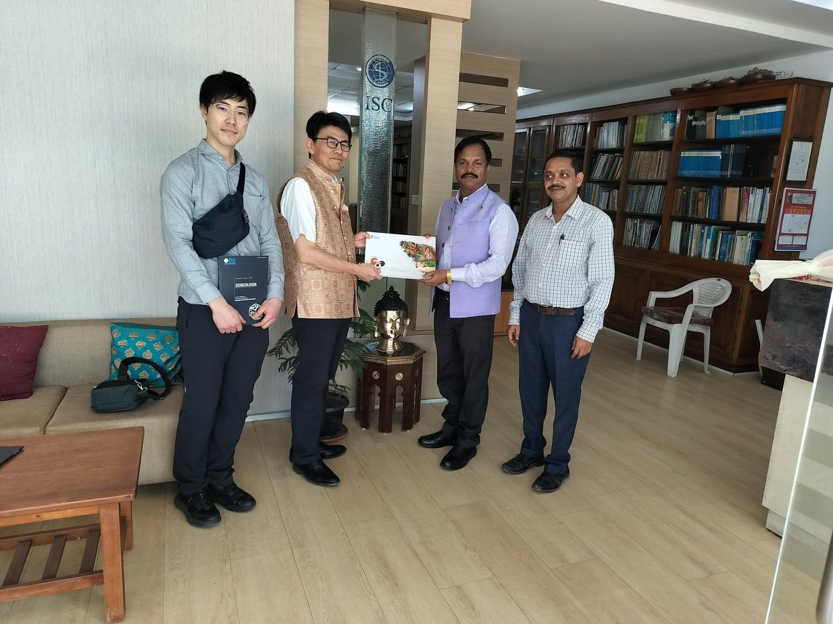 ISCBangalore's tweet photo. Dr. Shuichiro Tomita and Dr. Ryusei Waizumi, researchers from NARO, Japan visited the ISC office today on 4th March 2026  during their visit to CSB as part of the collaborative research project. Shri P. Sivakumar, SG, ISC welcomed and discussed on  ISC activities. https://t.co/YIKwBidCGJ