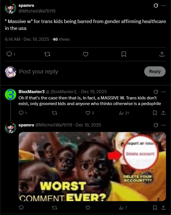 Why am I not surprised that the person attacking me supports the idea of "trans kids" (victims)