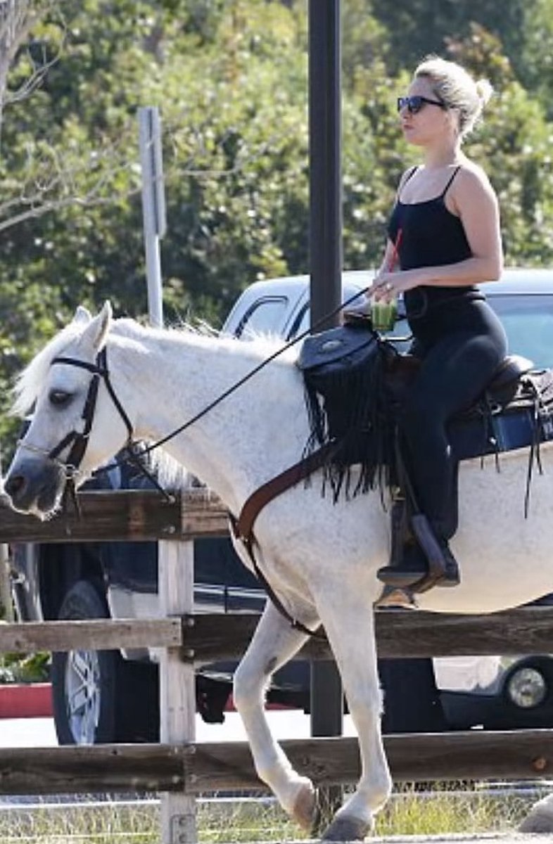 Lady Gaga on a horse with a matcha is exactly the level of extra I’m trying to reach this year