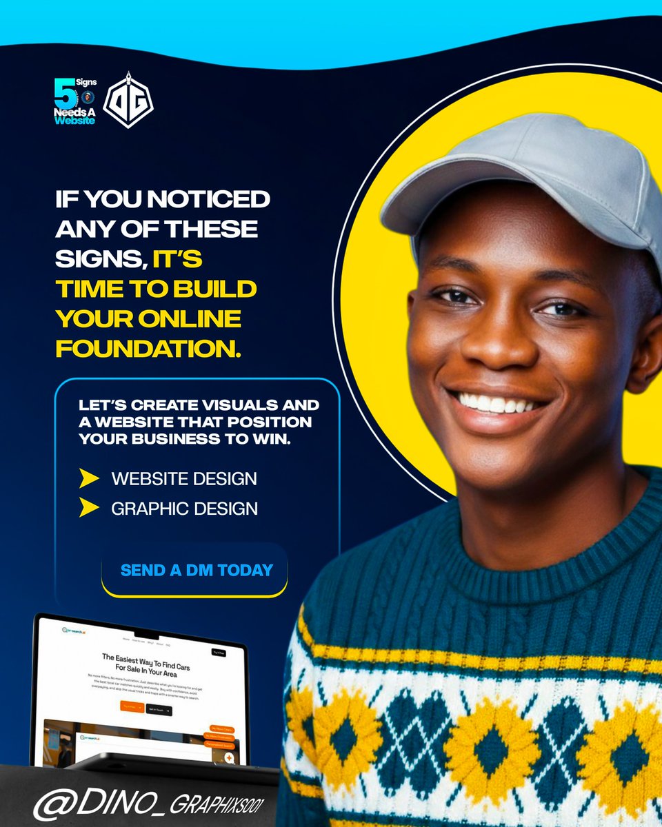 Dino_Graphixs01's tweet photo. Your business delivers great results, but does your online presence show that? 💻

Let's build a website and visuals that make your brand impossible to ignore. 🔥

DM me today, let's get to work! 📩

#WebDesign #GraphicDesign #BusinessGrowth https://t.co/rxNepqzSCK
