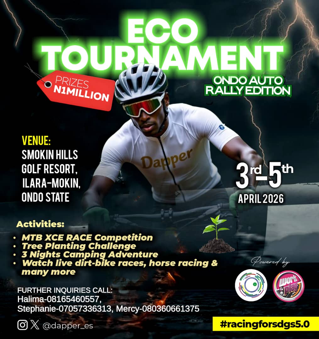 Dapper_ES's tweet image. Get ready to rev up for #eco-tournament #OndoAutorally2026! edition🌳 Speed meets sustainability, food security, and green vibes! 🚴‍♂️ Click the link, check the FAQs, and join the movement! racingforsdgs.com #RacingForSDGs #MTBXCE2026 #treeplanting OndoState @workandplayng