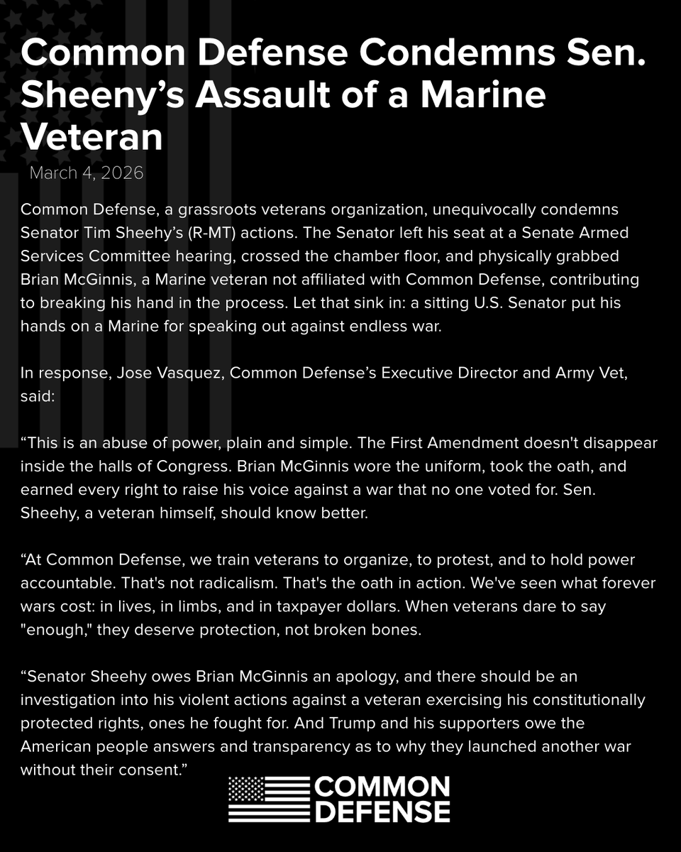 Video confirms the truth: <a href="/TimSheehyMT/">Tim Sheehy</a> didn’t just try to silence a veteran for speaking out, he led to the breaking of a Marine's arm.

This is a coward’s move and a total betrayal of the oath we took. 

We fought for free speech, not to see it crushed by a politician.