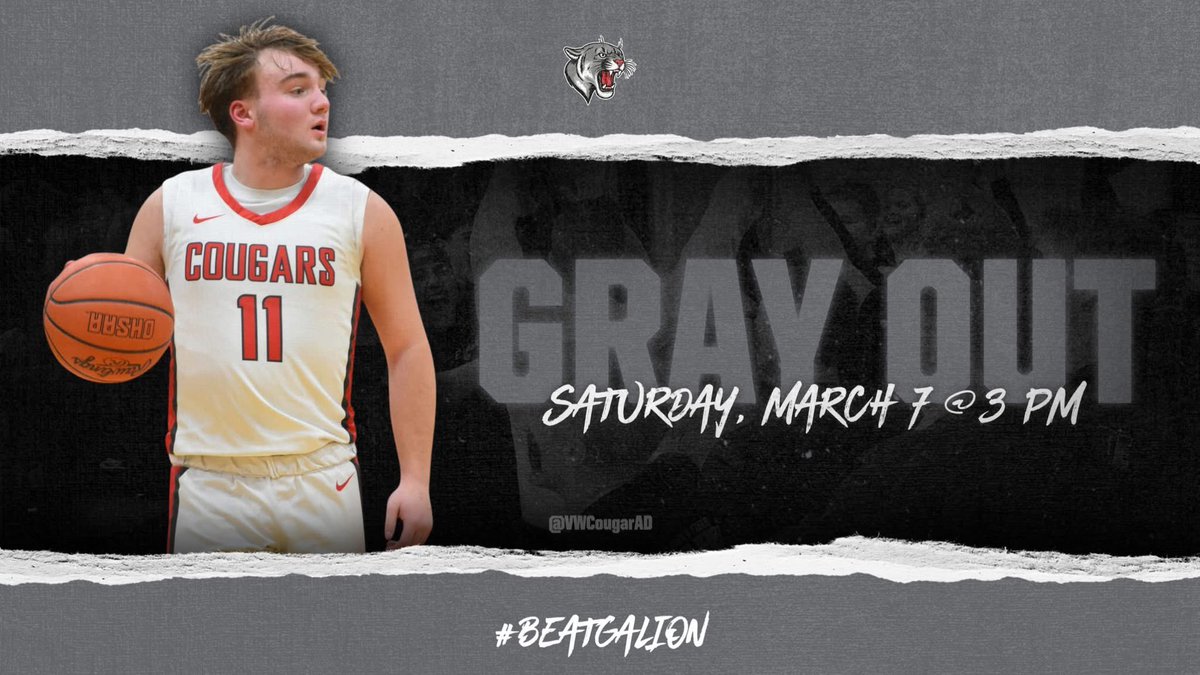 VWCougarAD's tweet photo. 🚨Van Wert Basketball Game Time Change🚨

🏀 Saturday, March 7
🕒 TIP-OFF IS NOW SCHEDULED FOR 3 PM 
📍 @ Paulding High School vs Galion
🎟️ $10(Adult) / $5(Student)
WEAR GRAY‼️ #GoCougs🐾

Tickets available at the link below OR at the door (cash only):
https://t.co/yKYRUiPPTf https://t.co/cfdlVGxfOC