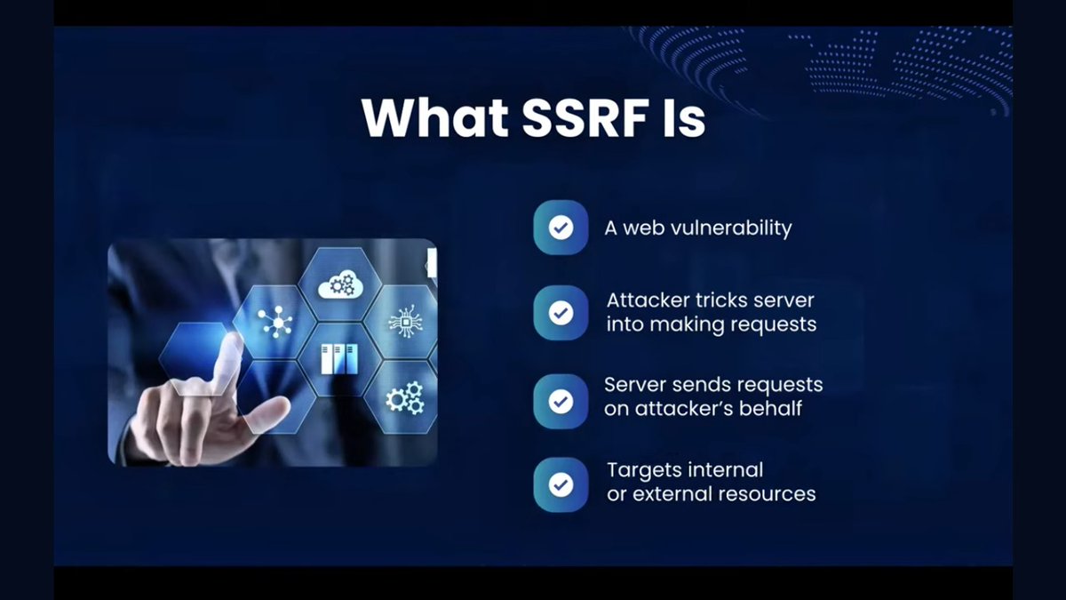 Bunmi_xoxo's tweet photo. DAY 48/100: Server-side Request Forgery (SSRF): When servers are tricked into attacking themselves
@VictorAkinode @VAInitiatives
#100DaysCybersecurityChallenge #100DaysWithVictorAkinode #100DaysWithVA #100DaysWithVAI #100DaysCybersecuritywithVA #100DaysWithVictorAkinodeInitiative https://t.co/IPOAh8eLUn