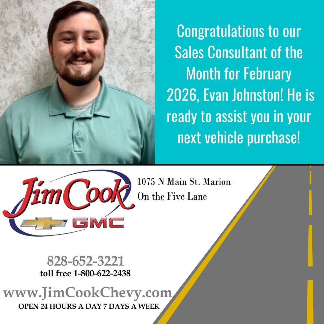JimCookChevy's tweet photo. Join us in congratulating Evan Johnston!! 👏 He is the Sales Consultant of the Month for February 2026! Contact him today for help with all of your new and pre-owned vehicle needs! 🤩🚙 https://t.co/nYXK9zcbMp
