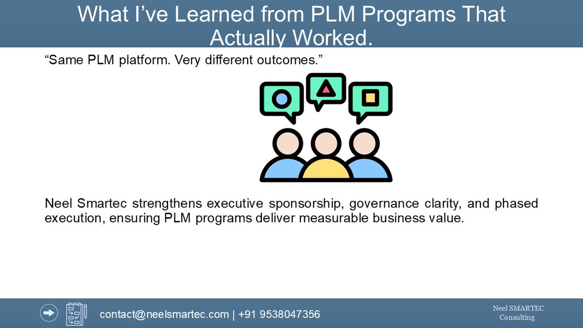 Successful PLM programs start with governance, not configuration.
Clear ownership and measurable phases prevent quiet drift.
Are your PLM outcomes structured or reactive? 
#PLM #governance #Manufacturing