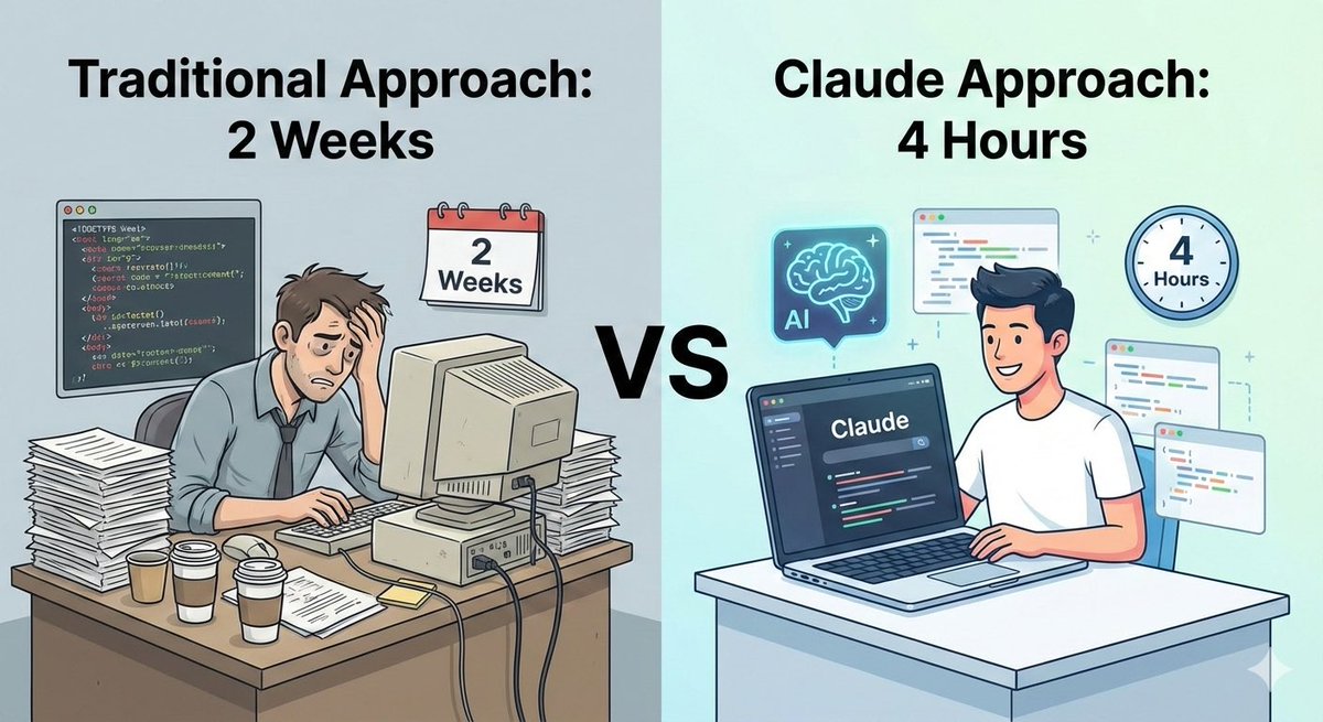 firatremzigul's tweet photo. Day 1 of the new SaaS project:

✅ Database schema designed
✅ Auth system set up
✅ First 3 pages built

All with Claude. Time spent: 4 hours.
Traditional approach: probably 2 weeks.

Tomorrow: building the dashboard. https://t.co/kFIFEpVRzz