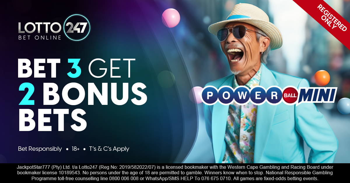 Lotto247_SA's tweet image. Why stop at 3?
Because we’re adding 2 Bonus Bets. 💥
Powerball Mini. Go handle it.

#PowerballMini #BetSmart #Lotto247ZA

Play Responsibly | 18+ | T&amp;amp;Cs apply |Today Only

𝗩𝗜𝗦𝗜𝗧 𝗨𝗦: bit.ly/L247_PBMini