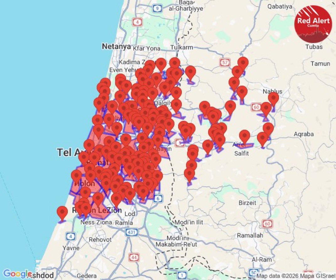 BREAKING:

Air raid sirens sound across Israel as Iran launches another round of ballistic missiles at Israel