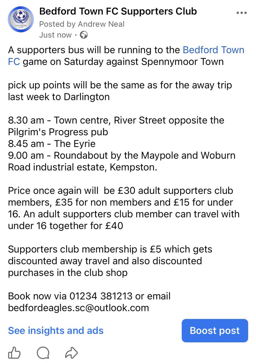 Bedford Town FC Supporters Club tweet media