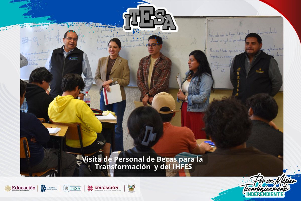ITESA_OFICIAL's tweet photo. Recibimos al personal de Becas de la Subsecretaría de EMSyS Hidalgo y del IHFES, quienes junto a nuestro Dir Gral, Mtro. Víctor M del Villar, informaron sobre “Becas para la Transformación” y apoyos de financiamiento educativo. Más oportunidades para cumplir metas.
#OrgulloITESA https://t.co/lDe3QcWiC5