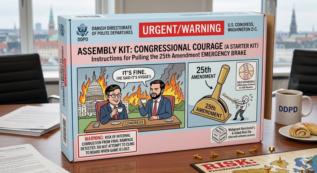 TheDanishRescue's tweet photo. @Acyn @MeidasTouch Since the US Congress seems to have misplaced its manual on constitutional duty, the Danish Directorate (DDPD) has issued this emergency assembly kit. 🇩🇰 It’s logic-based and includes Marzipan Kringle to lower the cortisol levels in DC. 🥨📑 #25thAmendment #DDPD https://t.co/5DPXDatnln