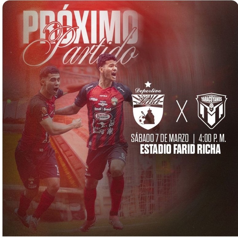 manoloduran1's tweet photo. @LigaFUTVE2 El Sábado Deportivo Lara recibe a Yaracuyanos en el Farid Richa, llenemos el Farid hasta la bandera... https://t.co/t9XZObcVXf