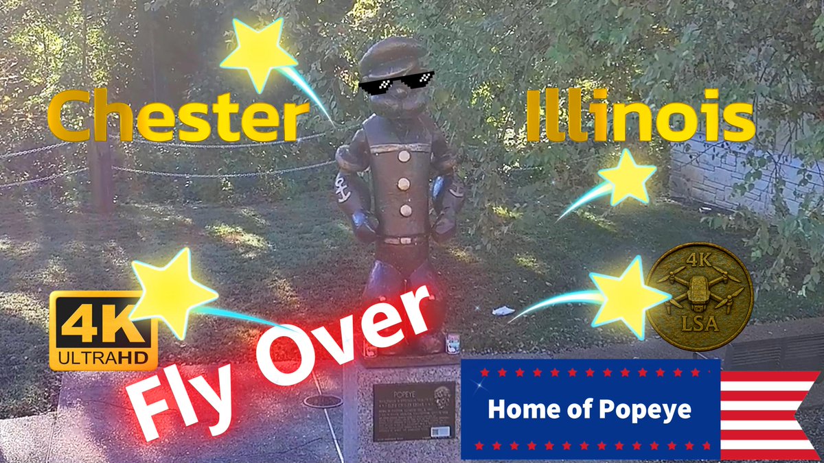 LSAin4K's tweet photo. Coming Monday, March 9, 2026, we fly over Chester, IL, the hometown of E.C. Segar - the creator of Popeye the Sailor Man!

##Youtube #ChesterIL #drone #dji #popeye https://t.co/bhcje82XJ0