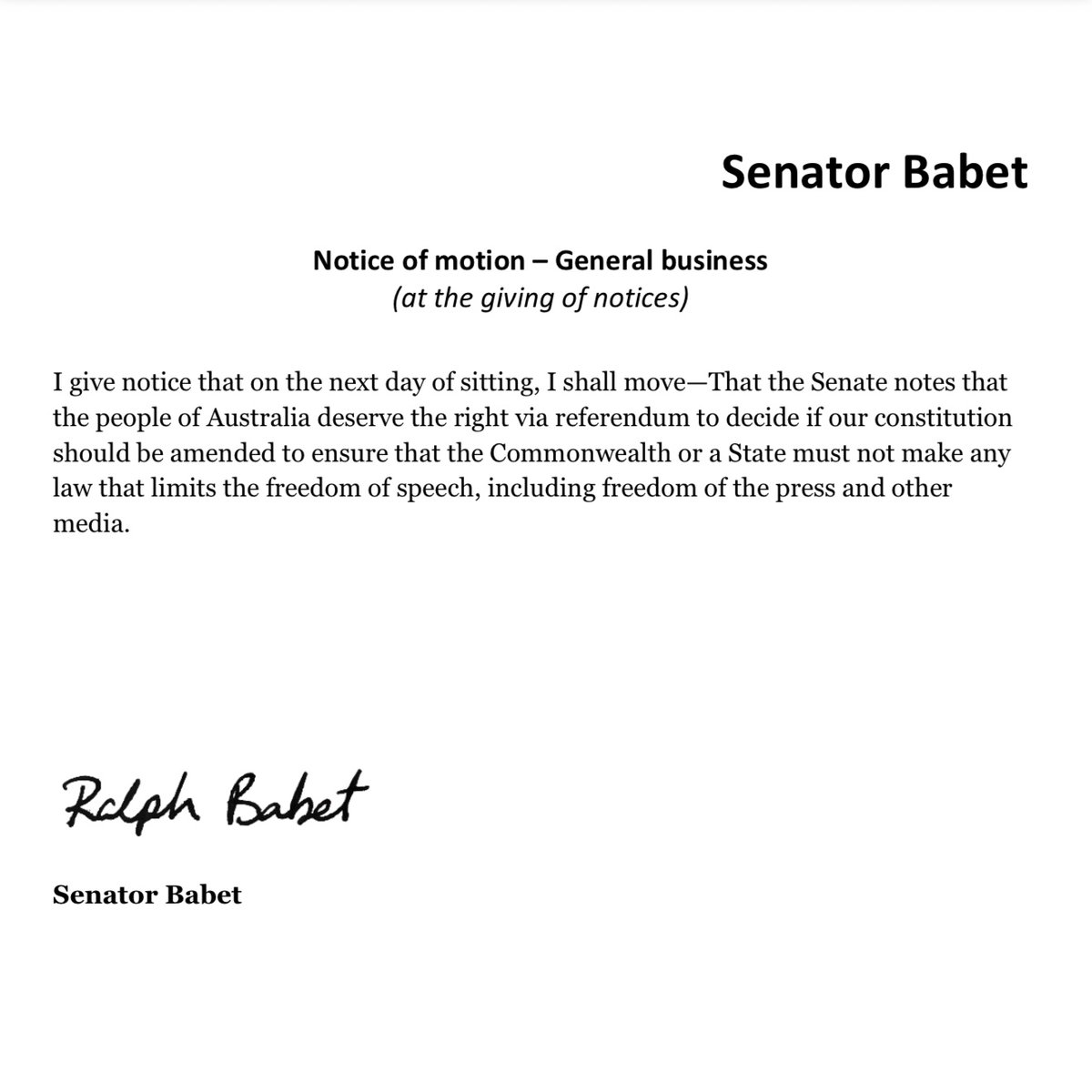 Senator Babet tweet media