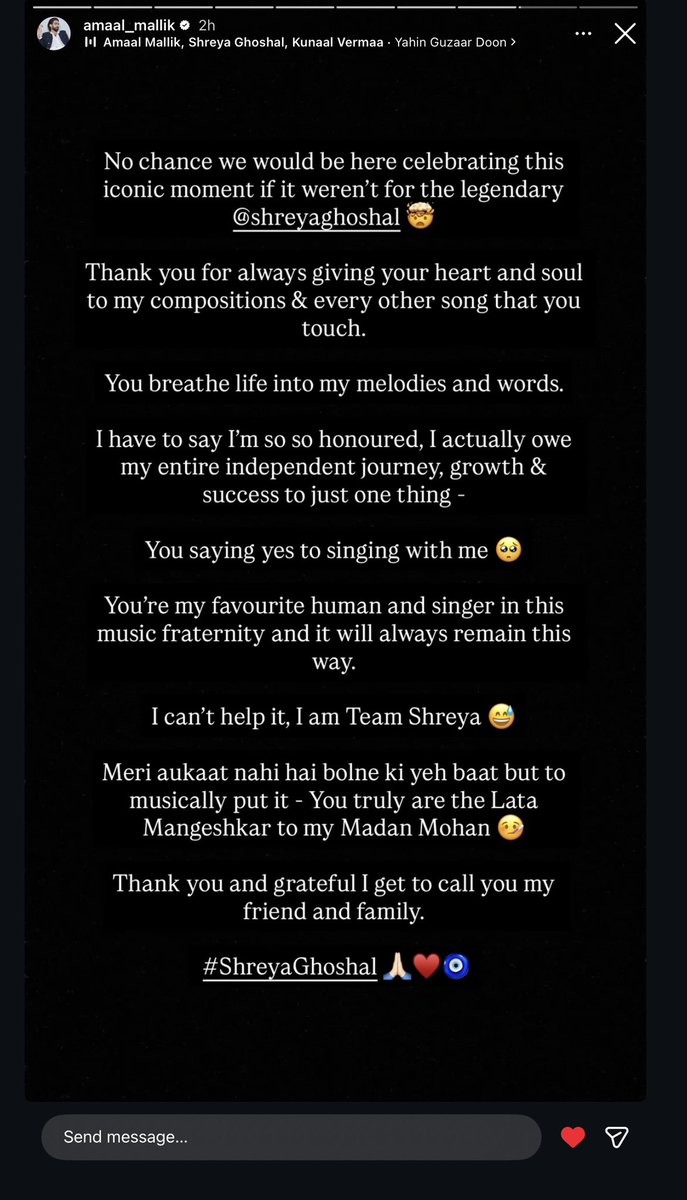 Snowdrop344003's tweet photo. One thing that I personally liked about Amaal is that he never forgets to give credit…&amp; SHREYA GHOSAL mam truly deserves this..

Congrats Amaal on getting 50 million views on YGD MV 

&amp; I’m in team Amaal &amp; Shreya duo 😊🎶 
Need more &amp; more songs in their voice 

#AmaalMallik https://t.co/1a7iGxiYf2