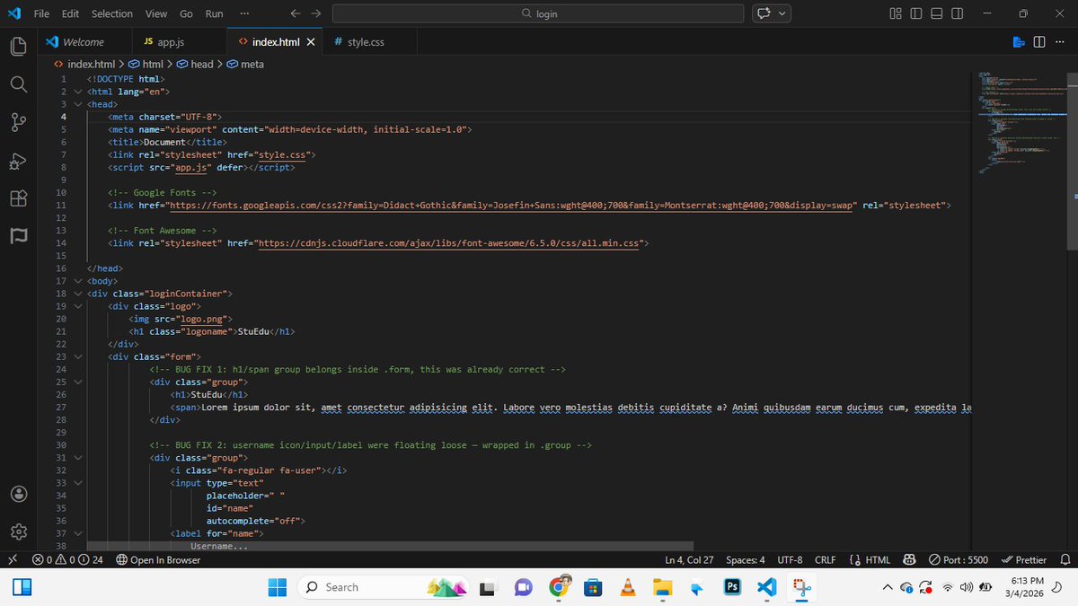 Emkaydzn's tweet photo. Day 13: I started some mini projects solely to focus on improving my understanding of JavaScript. So I did a login page and more.
#100ofcode #webdev #frontend #javascript https://t.co/jqS6BfDnjQ