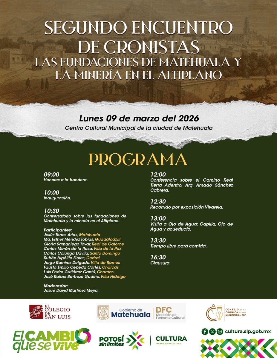 Las fundaciones de Matehuala y la minería en el Altiplano en el Segundo Encuentro de Cronistas
#Matehuala
#SanLuisPotosí