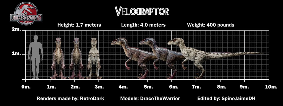 JaimenivoresD's tweet image. After a few weeks, I've finally finished the size comparisons for Jurassic Park 3, the most controversial installment in the franchise, and with some pretty good dinosaur designs. Enjoy! 
#Jurassicpark3 #dinosaurs #Sizecomparison #spinosaurus #trex