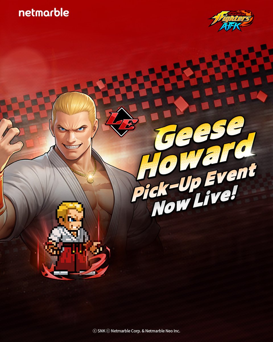 kof_afk's tweet photo. KOF AFK Sweet News! 🍯
#GeeseHoward Pick-Up, Rage Synergy Pick-Up, and even a brand-new Event Calendar! ✨
Check out the card news and log into the game now! 😉
👉 https://t.co/nTUiIgBcMR
#TheKingOfFightersAFK
#KOFAFK https://t.co/mghH1hwwpq