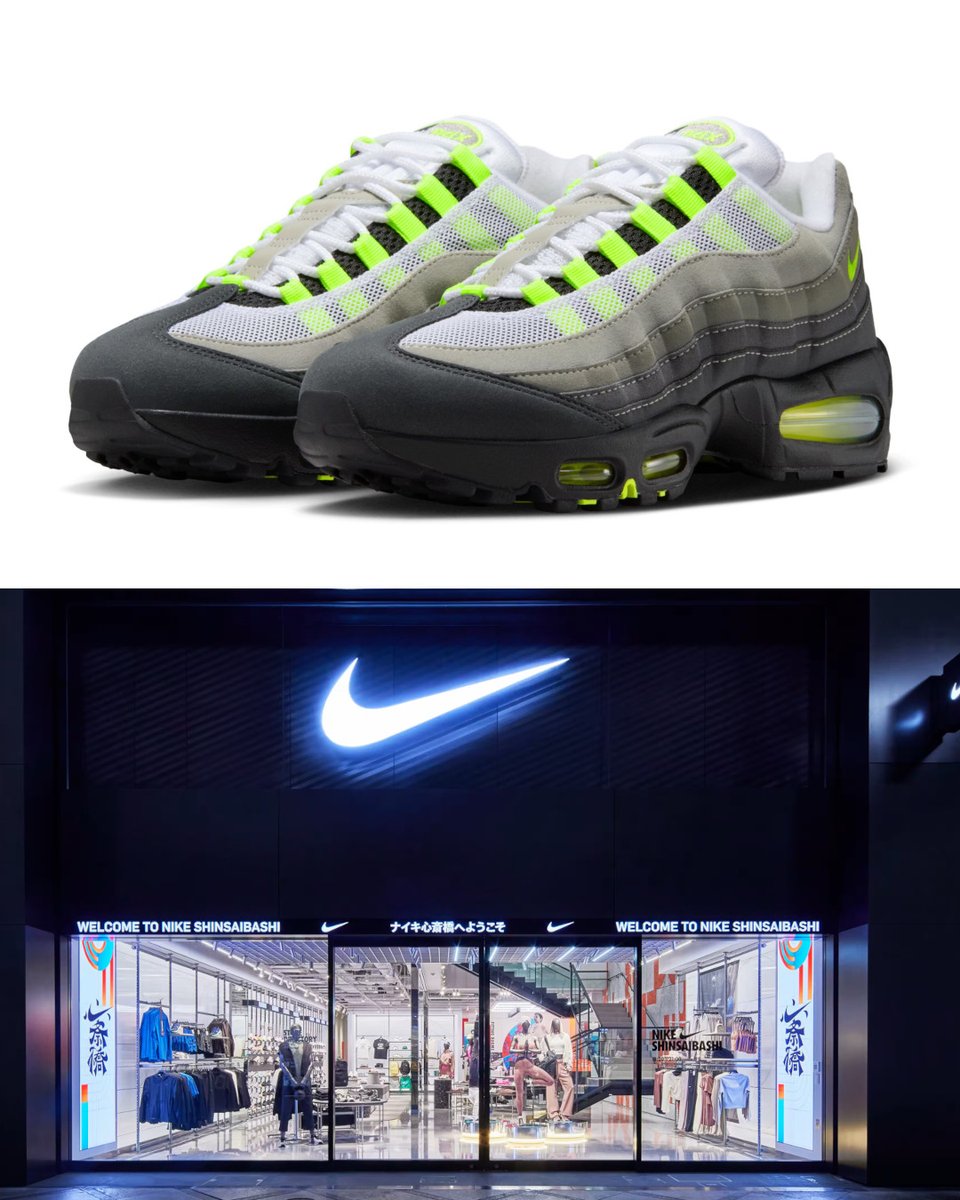 NIKE 心斎橋にて NIKE AIR MAX 95 OG BIG BUBBLE “Neon” の発売あり