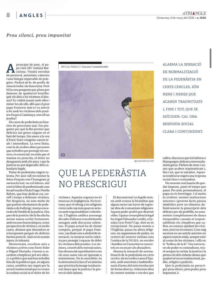 cescgalietti's tweet photo. Coincidint amb un "nou" i terrible cas de presumptes abusos per part de pedòfils (monstruos con alzacuellos), publico el meu últim article. Que la pederastia no prescrigui i justícia real per les víctimes! #StopAbusos 

CAT: https://t.co/lrmYbG9yeW

CAST: https://t.co/EFfey3vCuR https://t.co/zttqZp48JL