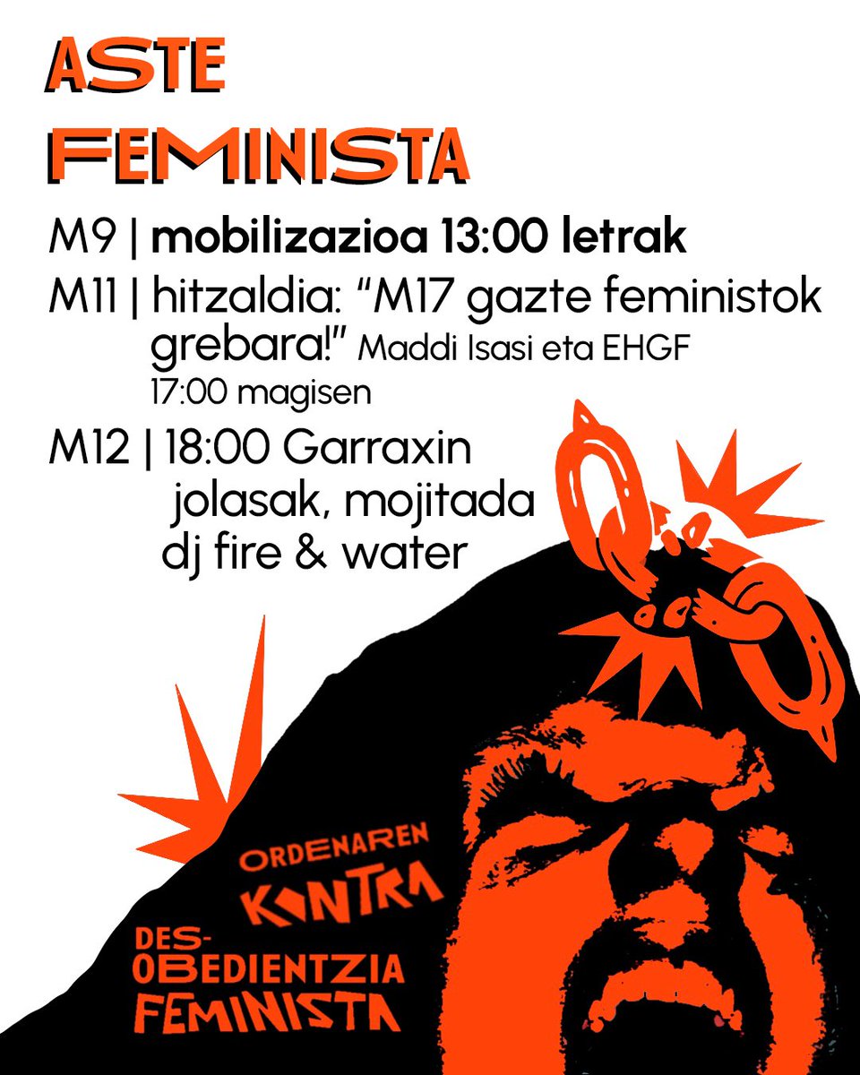 errotikgasteiz's tweet photo. Urtero bezela aurten ere M8ra begirako eskaintza, aldarrikapena, borroka eta aisia.

ORDENAREN KONTRA IKASLEE FEMINISTOS DESOBEDIENTZIA FEMINISTA!💥✊🦋 https://t.co/Qah0GN9KbK