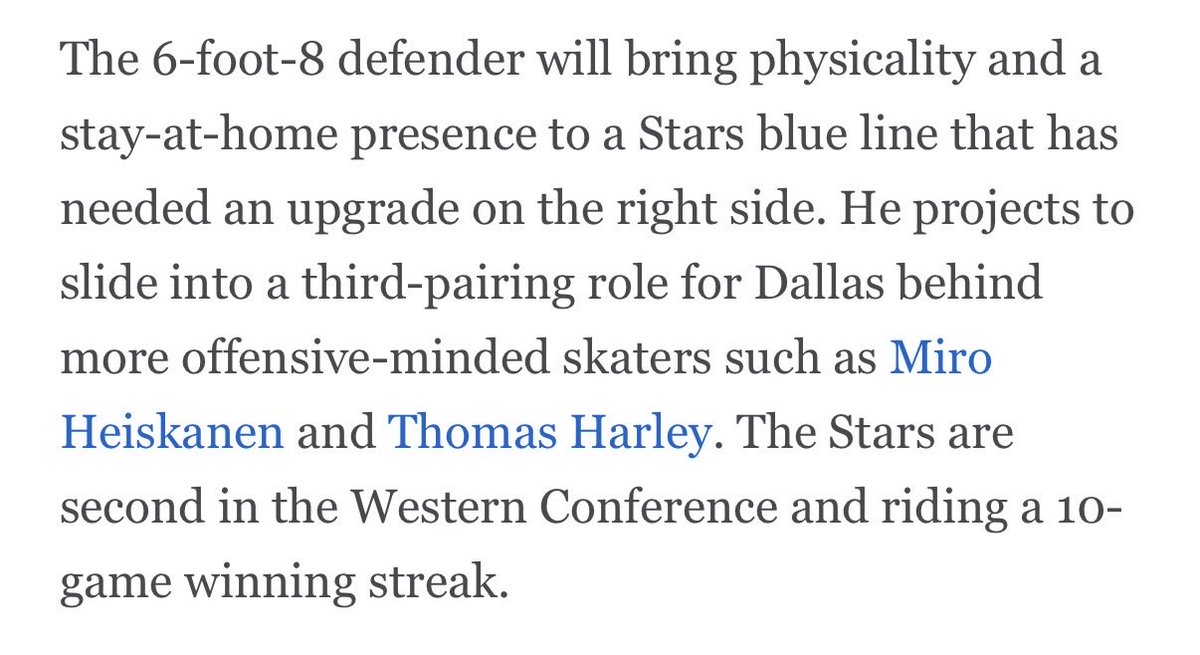 merrillmustache's tweet photo. Just more sloppy NHL reporting from @espn

Heiskanen and Harley are both left handed, so they have no bearing on where right handed Myers plays in the line up. Maybe if you had reporters who knew fuck all about hockey or did minimal research, you wouldn’t make these mistakes. https://t.co/mfdXpnbAe7