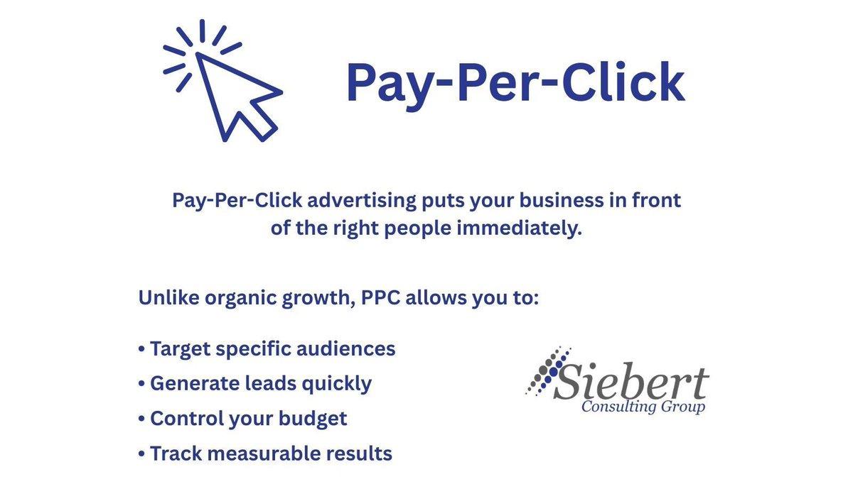 siebert_consult's tweet photo. When done correctly, PPC is an investment—not an expense. 

#DigitalMarketing #SmallBusinessSupport #MarketingStrategy #PPCMarketing #BusinessGrowth #SEOExperts #WebDevelopment #MarketingForSmallBusiness #PaidAds #OnlineVisibility #SiebertConsultingGroup #SocialMedia #PayPerClick https://t.co/W5hny1kIIC