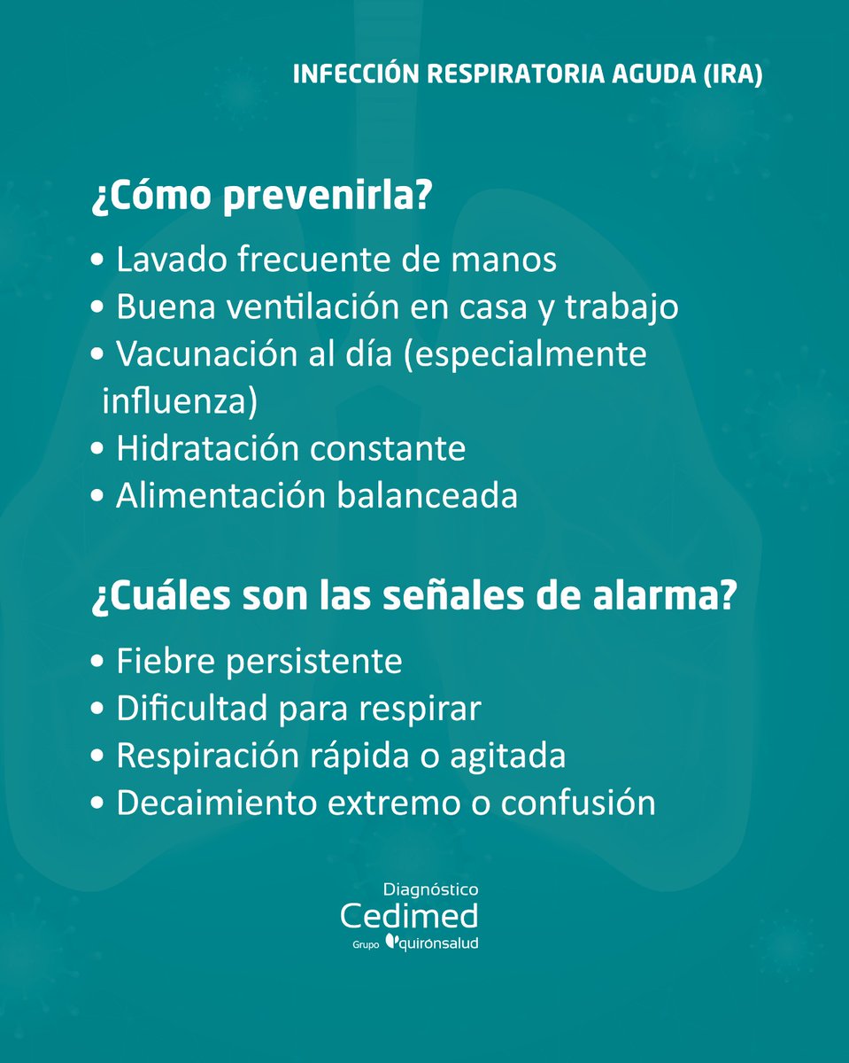 CediMed's tweet photo. Conoce qué es la Infección Respiratoria Aguda (IRA), cómo prevenirla y cuáles son las principales señales de alarma. Recuerda que la información es la mejor forma de cuidarte a ti y a tus seres queridos. 😷🦠 https://t.co/QUkf151EV0