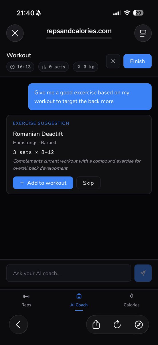 Upgraded my ai to recommend excercises. What should I add so you would switch to an new app