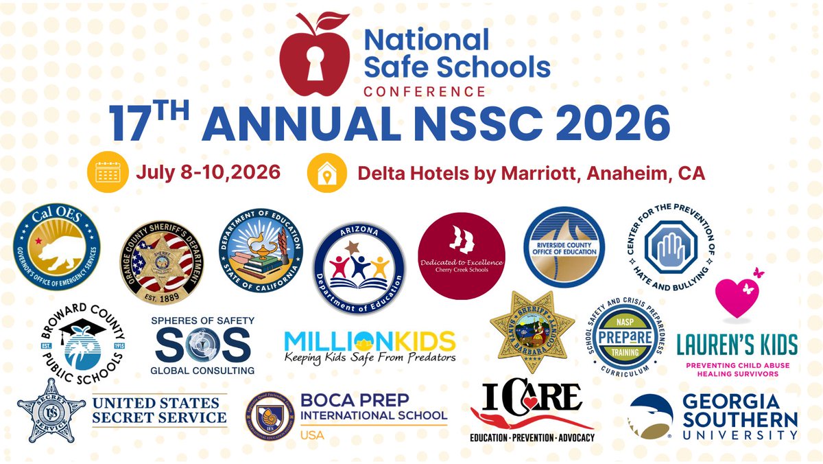 SafeSchoolsConf's tweet image. The NSSC 2026 workshop lineup is now live. We are proud to feature speakers from across the nation committed to protecting children and advancing school safety.
  
Visit our website to explore our workshops: nationalsafeschoolsconference.com
#NSSC #SafeSchools #SchoolSafety #studentsafety