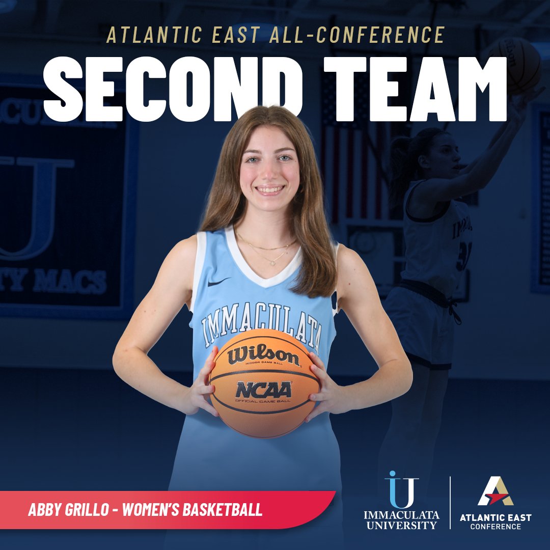 IUMightyMacs's tweet photo. 🏀 ALL-ATLANTIC EAST HONORS 🏀

The Immaculata University Women’s Basketball Team placed THREE players on the All-Atlantic East Teams! 💙💛

⭐ Carly Coleman – All-Atlantic East First Team
🔥 Olivia Ettorre – All-Atlantic East Second Team
🌟 Abby Grillo – All-Atlantic East Second Team

A tremendous accomplishment and a testament to the hard work and dedication of these student-athletes all season long!

#RollMacs #DefendTheDome