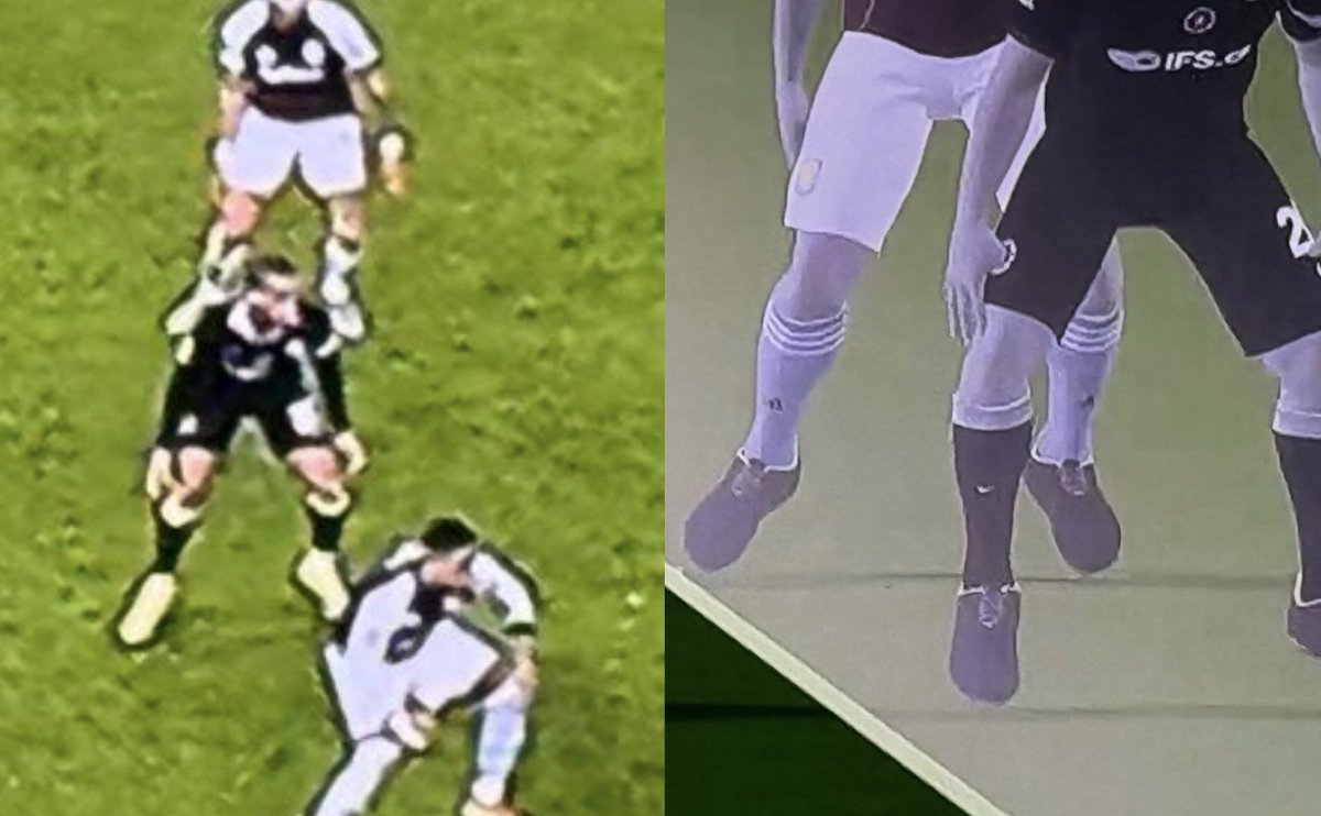 #AVFC <a href="/FA_PGMOL/">PGMO</a> <a href="/premierleague/">Premier League</a> Why has the Chelsea players foot position been altered?  
If your ‘experts’ believe there was that much distance between the two feet then there is something very very wrong here