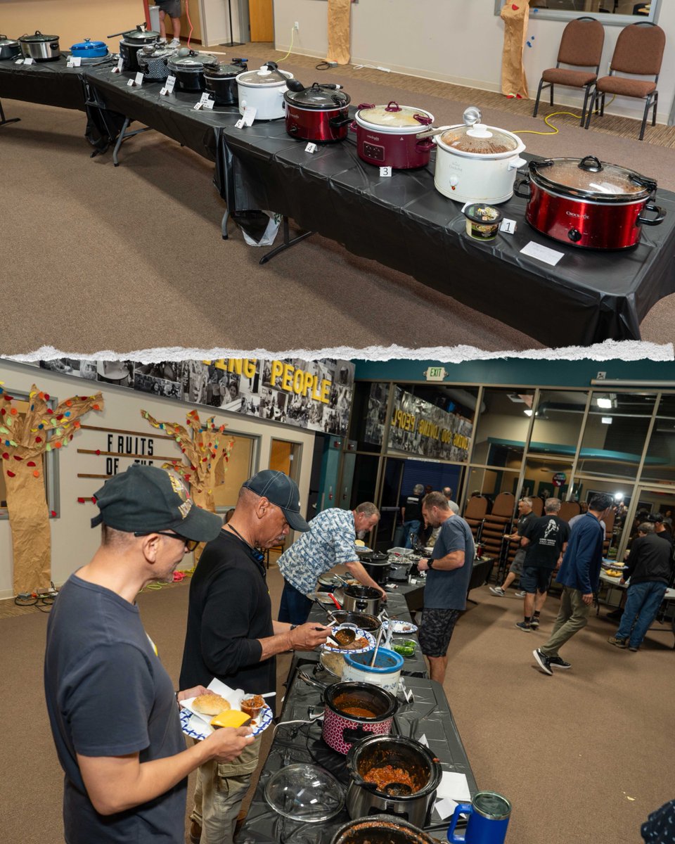 Can't go wrong with good food and great fellowship! Thanks to all the gents who made our Men's Night Out and Chili Cook-Off a memorable one. Visit our website to find a Men's Bible Study and join us for future events 🍲