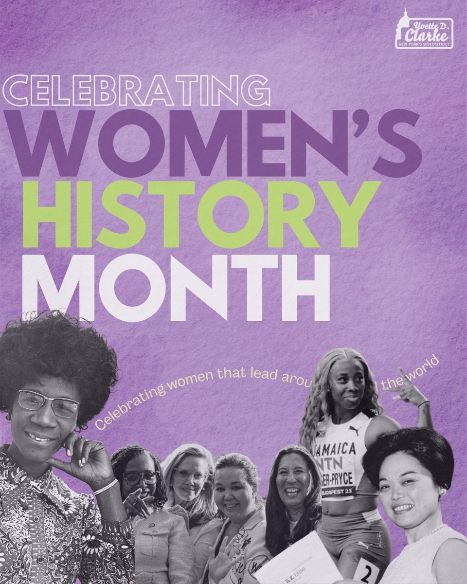 RepYvetteClarke's tweet photo. Happy Women’s History Month!💟

This March, we honor the tireless leadership, courage, and vision of the women whose resilience and actions continue to inspire their nation. From my district to the halls of Congress and the international stage, the women we are celebrating this month have truly demonstrated what it looks like to lead without fear.

I thank these women for their trailblazing leadership, and the unwavering bravery by which they live. Let’s continue to break barriers, bring change, and inspire generations of women to come!

#womenshistorymonth #womeninleadership #Herstory #womenoncapitolhill