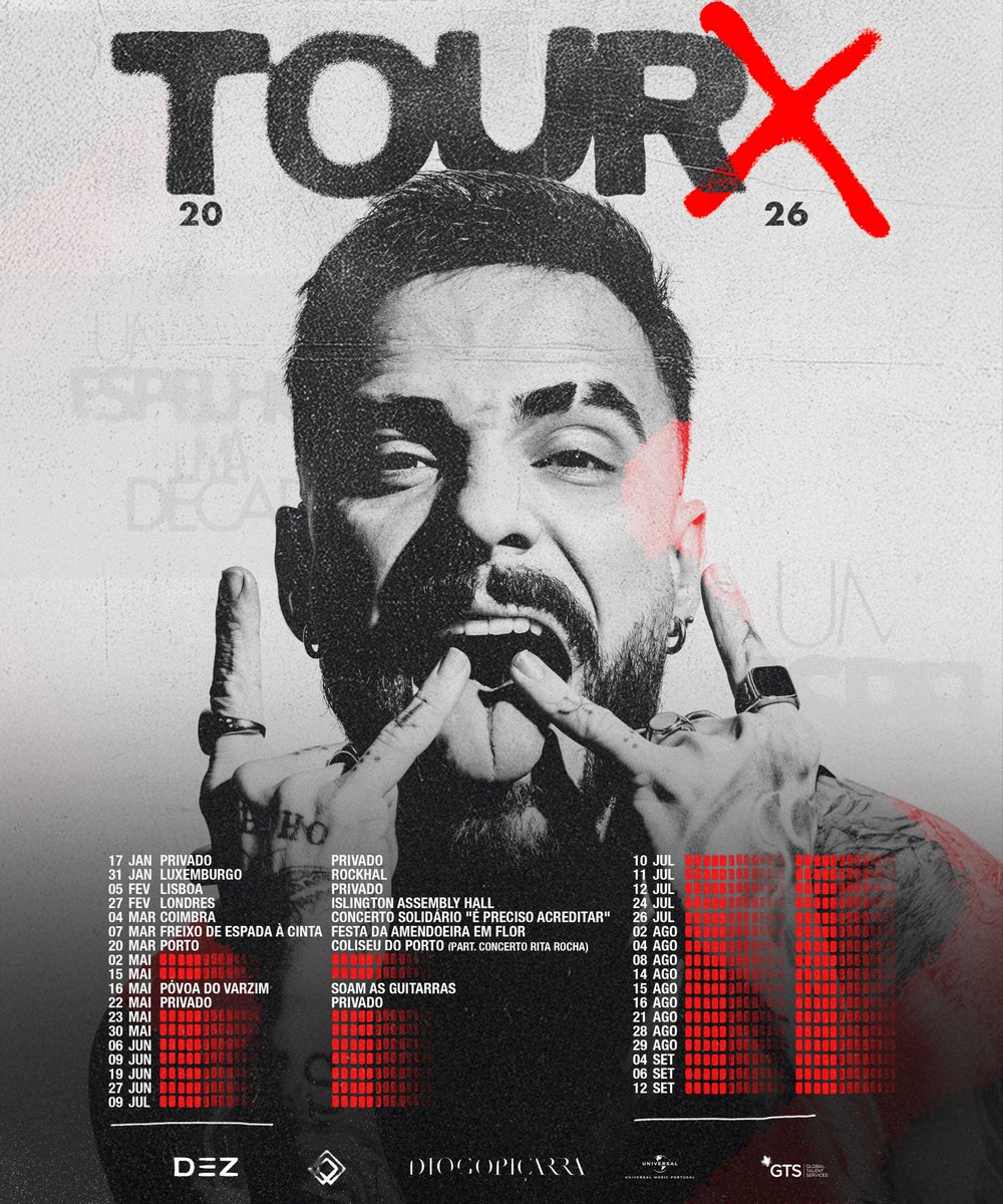 TOUR X 🩸
PRONTOS PARA 2026? 🤘🔥
Mais datas brevemente.