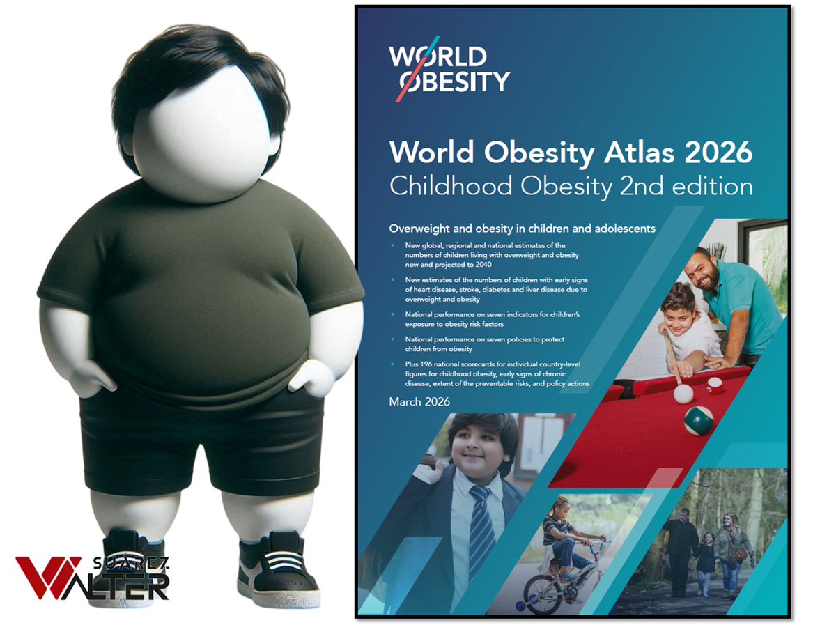 a_fisiolog57853's tweet photo. ATLAS MUNDIAL DE LA OBESIDAD EN EDADES PEDIÁTRICAS 2026 
(centrado en 5-19 años)

¡¡¡A leer, zagales!!!

Link en mi bio

o

https://t.co/UiKrgZJAB5 https://t.co/TlnuHw530K