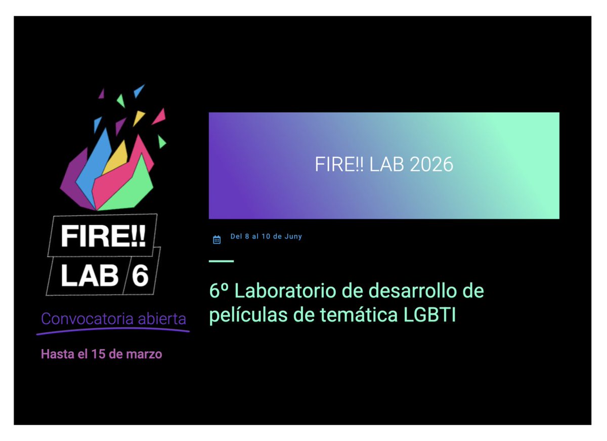 SBproducer's tweet image. Abierta #convocatoria #FireLAB 2026! #Largometraje #LGTBI #ficción #documental -&amp;gt; 3 intensos días de asesoramiento personalizado con destacados profesionales nacionales e internacionales. DL 15 MAR, impulsa tu proyecto! mostrafire.com/es/fire-pro/