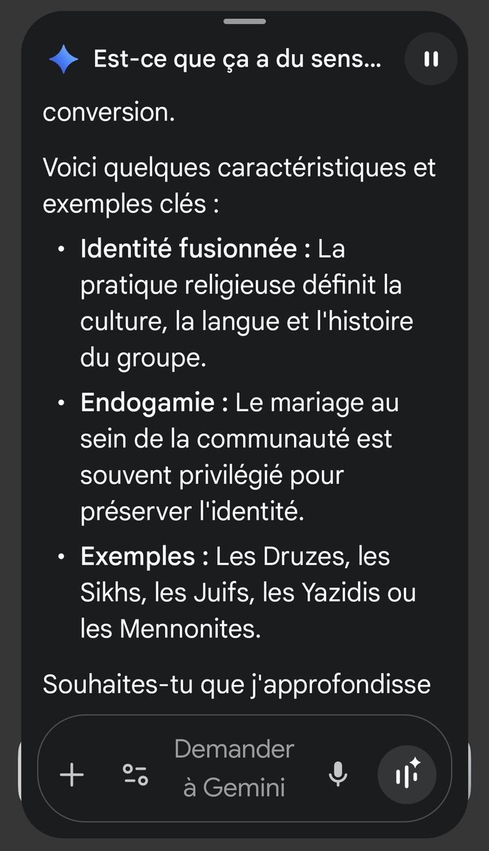 TheRealQVOSP's tweet photo. @MonteComChristo @GeWoessner @grok Sachez que j'ai posé cette question à gemini "est-ce que cela a du sens de parler d'ethnie religieuse", voici sa réponse : https://t.co/W7z70hnXra