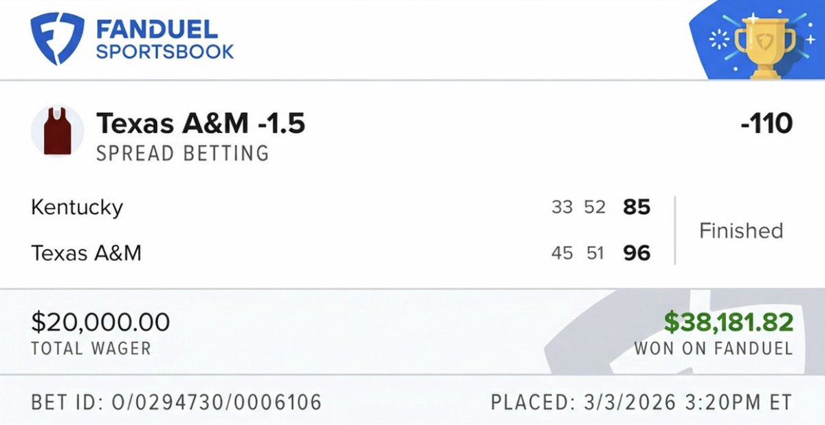 InfinitySportz1's tweet photo. New Hampshire -1.5 ✅ - 38,000$
Texas A&M -1.5 ✅ - 38,000$
TCU +8.5 ✅ - 38,000$
Mark williams Under 20.5 points + rebounds ✅ - 5,000$

Bangggg! 4-0 sweep yesterday 🧹
8-0 free play run! 17-4 free plays our 
last 21 😈

JOIN FOR FREE ⬇️⬇️
https://t.co/i0oZVoDsrE

#Sportsbetting #GamblingTwitter #GamblingX