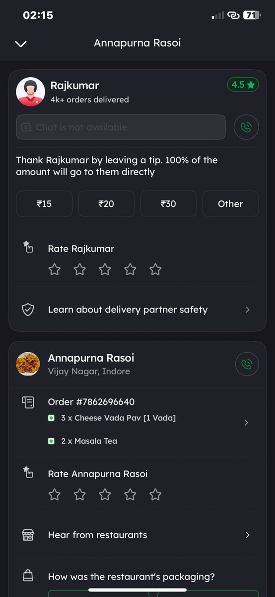 rahulnanaware07's tweet photo. @zomatocare 
I did not received order, and your support team offer me half refund which is not acceptable.
Delivery Person told me I put order outside the building may be some dogs have taken the parcel. Now please do needful action https://t.co/wbfPAuxQre