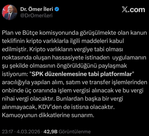 Vergi olayı belli oldu 10k tl de 3tl vergi verilecek.
Bence çok iyi bir oran.

#VergiSGKYapılandırma #vergi #BTC #kriptodavergiyeHAYIR #kriptopara