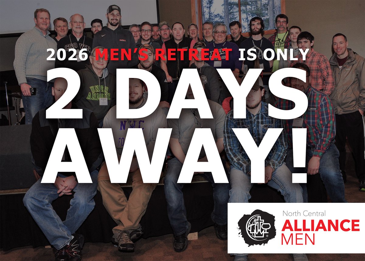 ncdcmamen's tweet photo. Two short days from now, we will kickoff the 2026 Men's Retreat at @bigsandycamp with keynote speaker, John Stumbo! We look forward to seeing you there: https://t.co/HFCbFqbjJU
#northcentralalliancemen #NCalliancemen #TheAlliance @cmalliance https://t.co/AXGpJtzllB