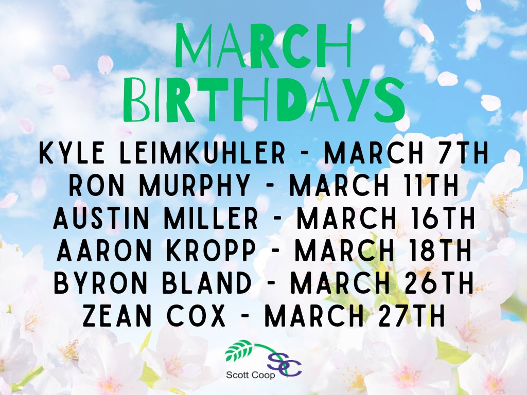 Happy birthday to our employees celebrating a birthday with us this month! #scottcoop