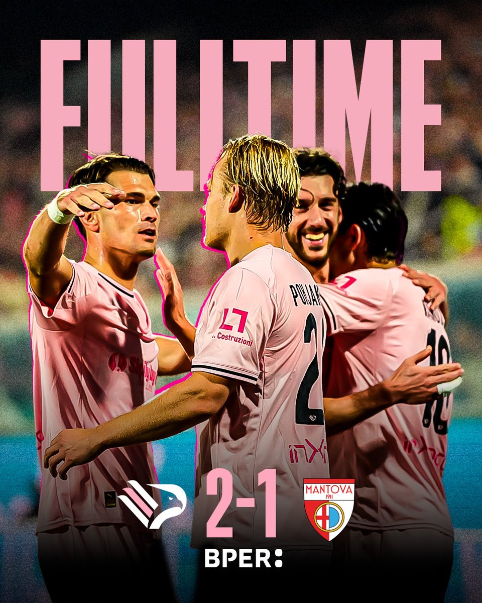 Palermofficial's tweet photo. FULL TIME ⏹️

VINCIAMO NOI! 🩷🖤

#PalermoMantova | #Amunì 🦅 https://t.co/myUHJvxUUF