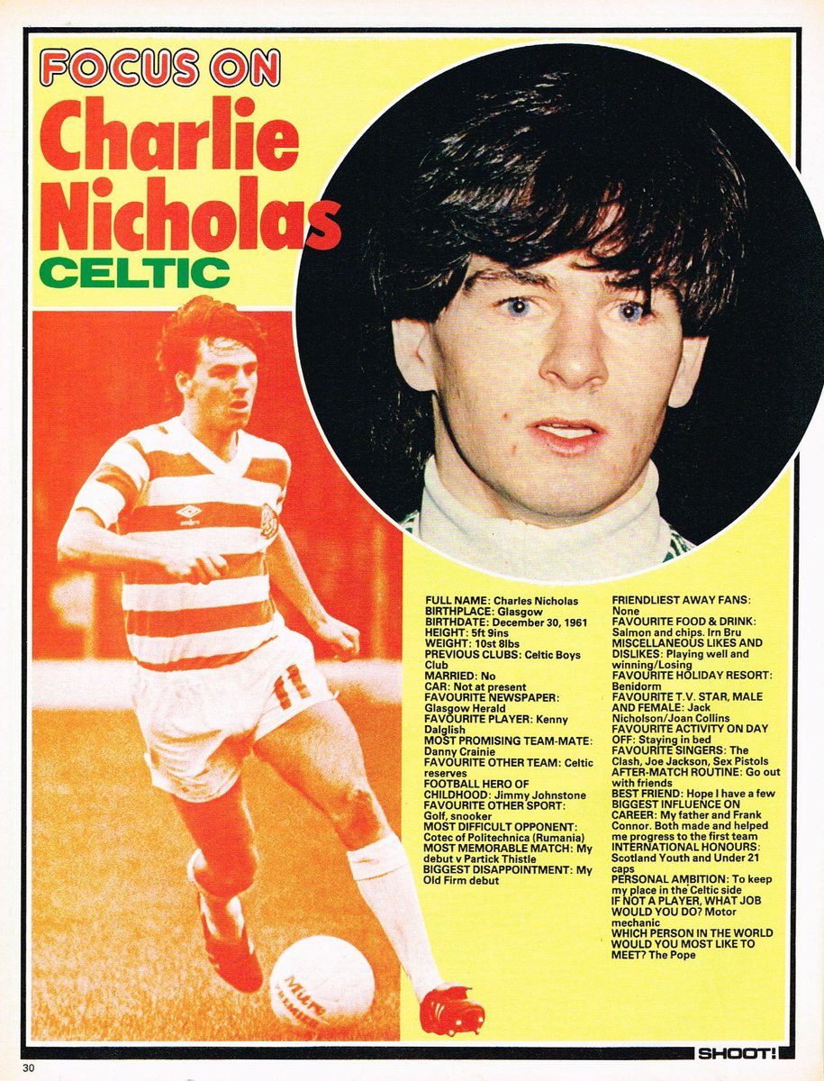 ScotsFootyCards's tweet photo. Focus On #CharlieNicholas #Celtic #Shoot! 1981-02-14 https://t.co/UtUsIHjhI7